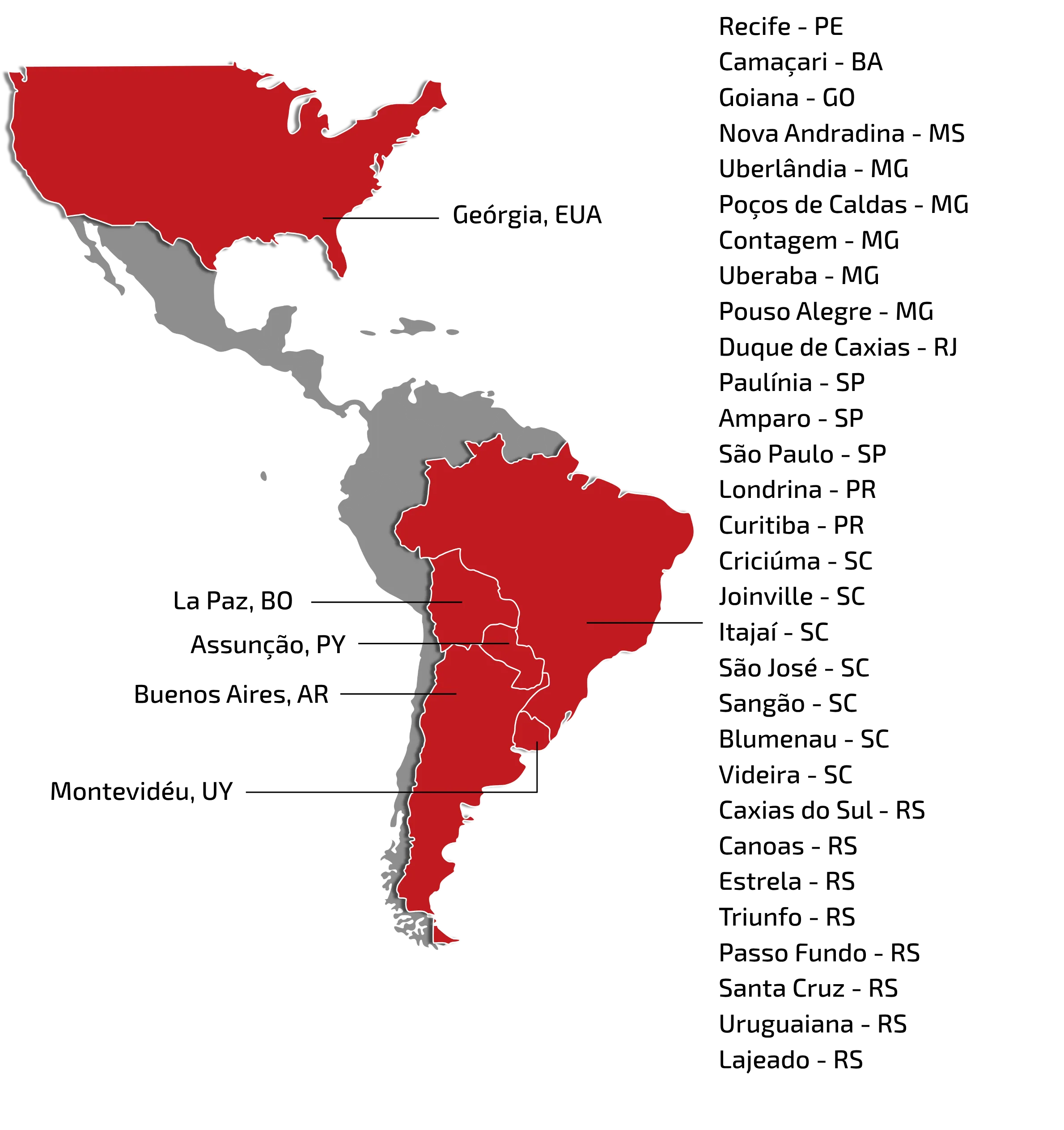Mapa de operação Scapini Transportes